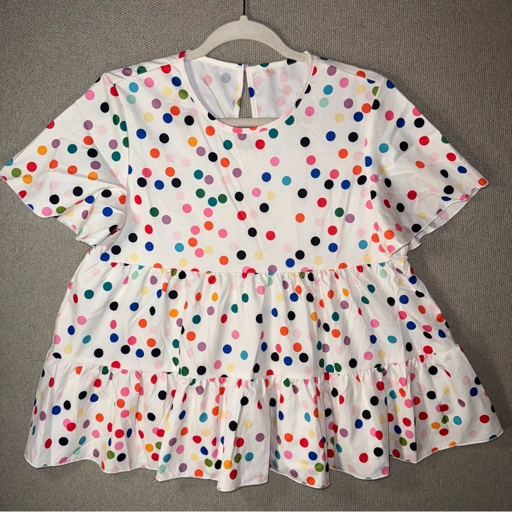 SHEIN size small Multicolor Polka Dot peplum Blouse